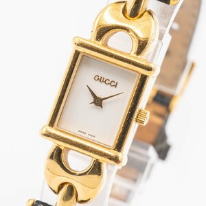 1円 稼働 替ベルト付 GUCCI グッチ 1800L QZ クオーツ 白文字盤 GP 腕時計 レディース ブランド 0569820240903