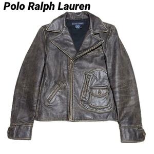 ポロラルフローレン ヴィンテージ加工 レザージャケット ダークブラウン Polo Ralph Lauren VINTAGE