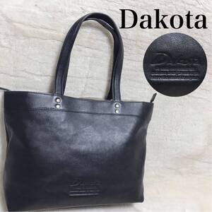 極美品 Dakota ジェントリー ロゴ トートバッグ オールレザー ブラック 船型