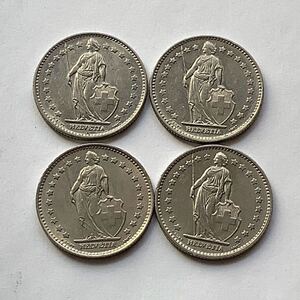 【希少品セール】スイス 1フラン硬貨 1968年〜1971年 年号違い 各1枚ずつ 4枚まとめて