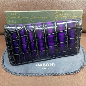 レア 限定EU製＆定価68万◆UABONI*アリゲーター・ラウンドファスナー長財布◆手染 パティーヌ クロコ メンズウォレット 紳士用