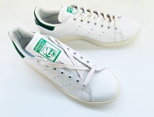 デッド!! 希少!! 新品 15年 adidas STAN SMITH スタンスミス ガラスレザー グリーン 白 × 緑 天然革 us 8.5 / 26.5 ㎝