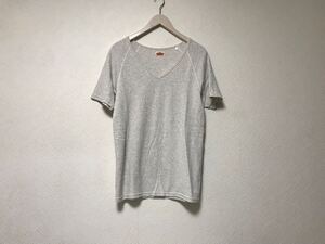 本物ハリウッドランチマーケットHRMコットンVネック半袖Tシャツメンズサーフアメカジミリタリーストリートゴルフドレスグレー4日本製XL