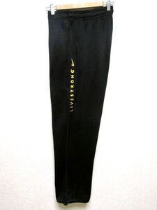 ★希少★NIKE LIVESTRONG ナイキ リブストロング THERMA-FIT トラックパンツ M★黒 ブラック ジャージ サイドプリント 裏地フリース レア