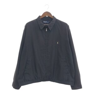 【B品】 Polo by Ralph Lauren ポロ ラルフローレン スウィングトップ 大きいサイズ スムースポリ ブラック (メンズ 2X) 中古 古着 Q0656