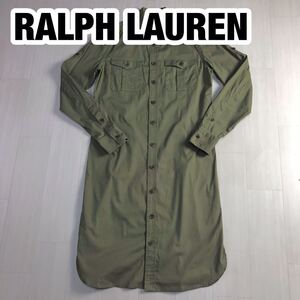 RALPH LAUREN ラルフローレン ワンピース ロング 11 カーキー シャツワンピース ストレッチ素材