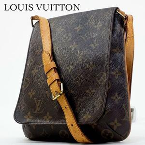 美品・人気モデル LOUIS VUITTON ルイヴィトン ショルダーバッグ モノグラム ミュゼット サルサ PVC レザー ブラウン