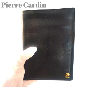 １円〜【極美品】Pierre Cardin ピエールカルダン 二つ折り 長財布 財布 ウォレット 札入れ レザー 黒 ブラック 希少 レア