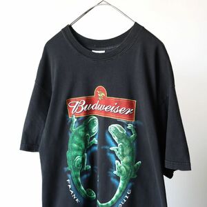 00s ヴィンテージ バドワイザー Budweiser ブラック Tシャツ L / イグアナ 