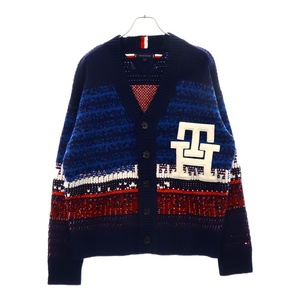 TOMMY HILFIGER トミーヒルフィガー Ombre Textured Stripe Cardigan オンブレ テクスチャード ストライプ ロゴカーディガン ネイビー