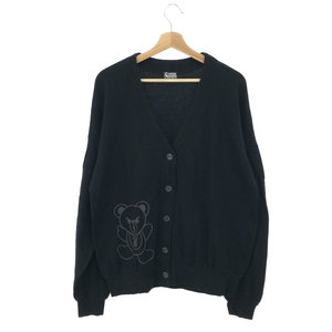 ◆HYSTERIC GLAMOUR ヒステリックグラマー HYS BEAR ヒスベア 刺繍カーディガン サイズF◆01192CD01 ブラック コットン レディース