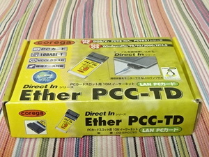 ▲corega LAN　PCカード Ether PCC-TD 箱説ケース本体FDなどあり　DOS/V　PC98-NX　9821　LANカードアダプタ