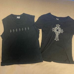 【レディース2枚】クロムハーツ カットソー ノースリーブ Tシャツ タンクトップ クロス CHROME HEARTS黒 ブラック