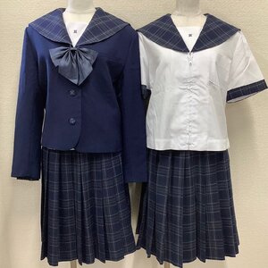 I741/S1317(中古)岩手県 江南義塾盛岡高校 女子制服6点 /6/L~LL程度/W63/ジャケット/セーラー/スカート/リボン/チェック柄/卒業生品