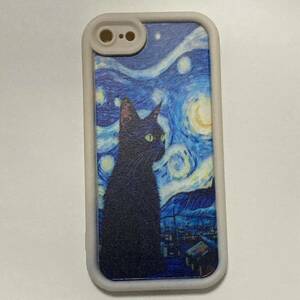 新品送料無料 iPhone SE2.3 iPhone7/8スマホケース　黒猫 絵画風 おしゃれなデザイン シリコンケース ねこ ネコ 動物 美術　芸術 ゴッホ