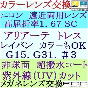 ◆特別価格◆カラーレンズ交換 ニコン 遠近両用 高屈折率 1.67 ＳＣ 遠近両用レンズ 1 NF15