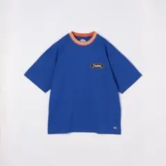 Dickies ディッキーズ 天竺ワッペン付きリブライン半袖Tシャツ XL 青