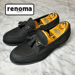 ★【 renoma 】★日本製 ヌバックレザー タッセルスリッポンシューズ★サイズ 24.5