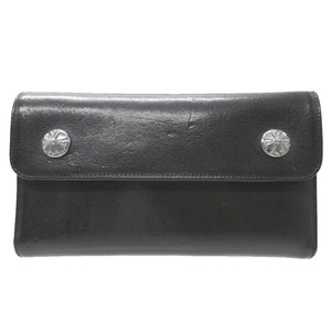 美品 クロムハーツ WAVE WALLET ウェーブウォレット レザー ブラック 黒 長財布 財布 1114 CHROME HEARTS