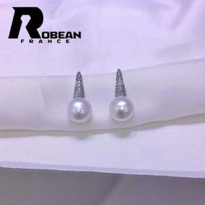 上品 EU製 定価6万円★ROBEAN・淡水真珠・ピアス★天然パール パワーストーン s925 アコヤ真珠 本真珠 綺麗 オシャレ 9-10mm E9010127