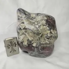 菊花石 天然石 13.5×12cm 置物 ラッキーストン 旧家蔵出し 風水グッズ