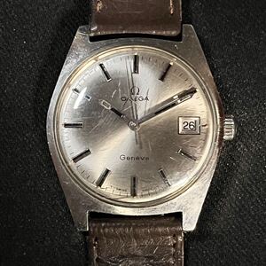 OMEGA オメガ Geneve ジュネーブ 手巻き メンズ腕時計 デイト シルバー文字盤 リューズオメガマーク 動作品 ヴィンテージ 希少品