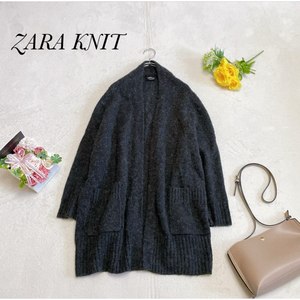 【ZARA KNIT】ザラ ボタンレス カーディガン 羊毛 ドロップショルダー