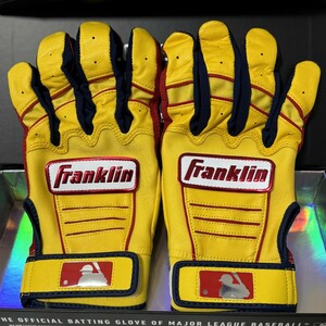 Franklin Custom CFX Pro イエロー ネイビー Mサイズ バッティンググローブ ★ フランクリン Powerstrap バッテ NIKE ナイキ ミズノ