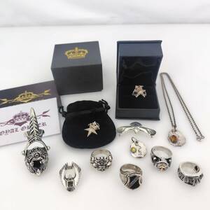 05w03627★1円~【シルバーアクセサリーまとめ】 メンズ アクセサリー 11点セット リング/指輪 ネックレス 等 総重量174g 中古品