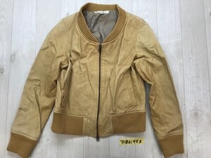 green label relaxing UNITED ARROWS ユナイテッドアローズ レディース 豚革 リブレザージャケット 38 キャメル