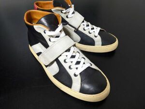 エルメス 41.5 HERMES ハイカット 黒×グレー レザースニーカー 9416