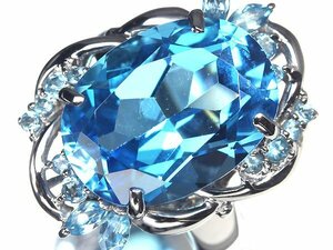 UL12103SS【1円～】新品【RK宝石】≪Topaz≫ 鮮烈な輝き!! 極上ブルートパーズ 特大11.29ct!! 極上脇石トパーズ K18WG 高級リング