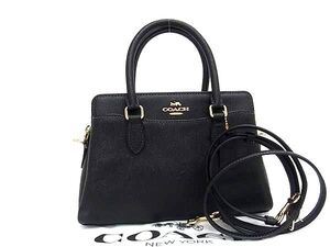 1円 ■極美品■ COACH コーチ CH297 ミニ ダーシー キャリーオール レザー 2WAY ショルダー ハンドバッグ レディース ブラック系 FJ3036