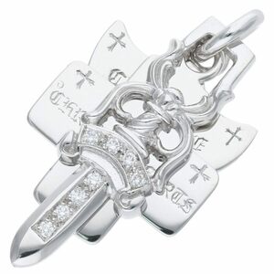 クロムハーツ Chrome Hearts 18K 3TRINKETS P/D/18Kスリートリンケッツ PAVEダイヤ/ホワイトゴールドネックレストップ 中古 SS07