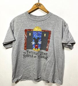 ■ 子供用 90s ビンテージ USA製 Disney ディズニー TWILIGHT ZONE TOWER OF TERROR イラスト Tシャツ XL タワーオブテラー ■