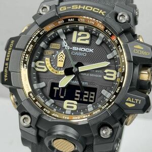 極美品 G-SHOCK GWG-1000GB-1AJF マッドマスター タフソーラー電波受信 電波ソーラー マルチバンド6 気圧.方位.温度計 ブラック ゴールド