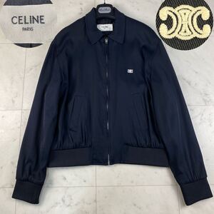 トリンオンフ刺繍◎CELINE セリーヌ スイングトップ ジャケット ブルゾン ジップアップ 現行タグ エディ期 近年 メンズ ネイビー 濃紺 50