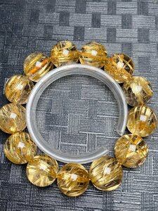 即決 0212J559 最高級！！極美品★【黄金タイチンルチル】★ブレス 17-17.8mm（新品）