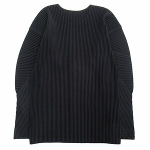 美品 23ss オムプリッセイッセイミヤケ HOMME PLISSE ISSEY MIYAKE プリーツ加工 長袖 Tシャツ カットソー ボタン HP31JK196 黒系