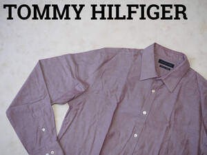 ☆送料無料☆ TOMMY HILFIGER トミーヒルフィガー USA直輸入 古着 長袖 無地 シャツ メンズ 161/2 レッド トップス 中古 即決