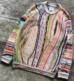 爽やかなカラー配色 COOGI クージー 3D コットン ニット セーター XS