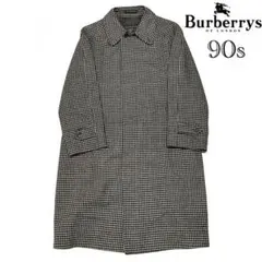 90s burberrys（バーバリー）千鳥格子 ウールステンカラーコート/L