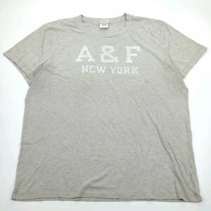 XL Abercrombie ＆ Fitch アバクロンビー＆フィッチ Tシャツ シングルステッチ ロゴプリント 丸首 グレー 半袖 リユース ultramto ts2751