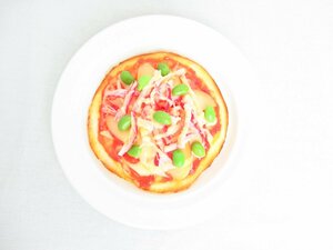 O-101【直接引取不可】食品サンプル ディスプレイ ピザ Pizza カニカマ りんご 枝豆 パン 容器付 料理模型 置物 飲食店