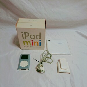 iPod mini 4GB ブルー 箱 ケーブル付き 音楽再生確認済 ジャンク扱い apple アイポッド ミニ アップル 青 オーディオプレーヤー ポータブル