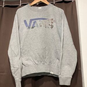 y584 VANS バンズ スウェット グレー トレーナー F フリー トップス 古着 スケーター スケボー ストリート 古着 短丈 