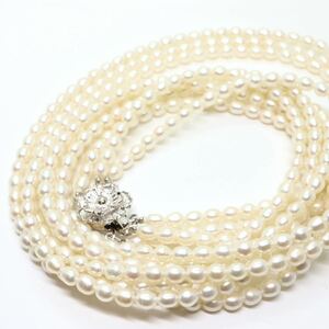 《本真珠ロング3連ネックレス》J 49.7g 約68cm pearl パール necklace ジュエリー jewelry CE0/DA0