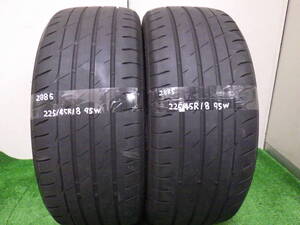 2885【中古タイヤ】ブリヂストン ポテンザ アドレナリンRE004　225/45R18 95W 2本　引き取り 取り付け可　　茨城持ち込みタイヤ交換可