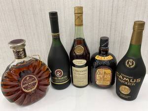 洋酒　未開栓　5点セット　REMY MARTIN／Hennessy／CAMUS／OLD PARR 1L入・700mL入　長期経年品　おまとめ　古酒