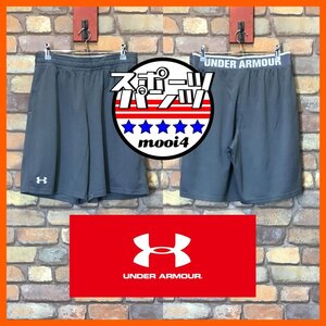 SP1-332★USA正規品★状態良好!!★グレー【UNDER ARMOUR アンダーアーマー】メッシュ ショートパンツ【メンズ L】スポーツ ハーフ ジム